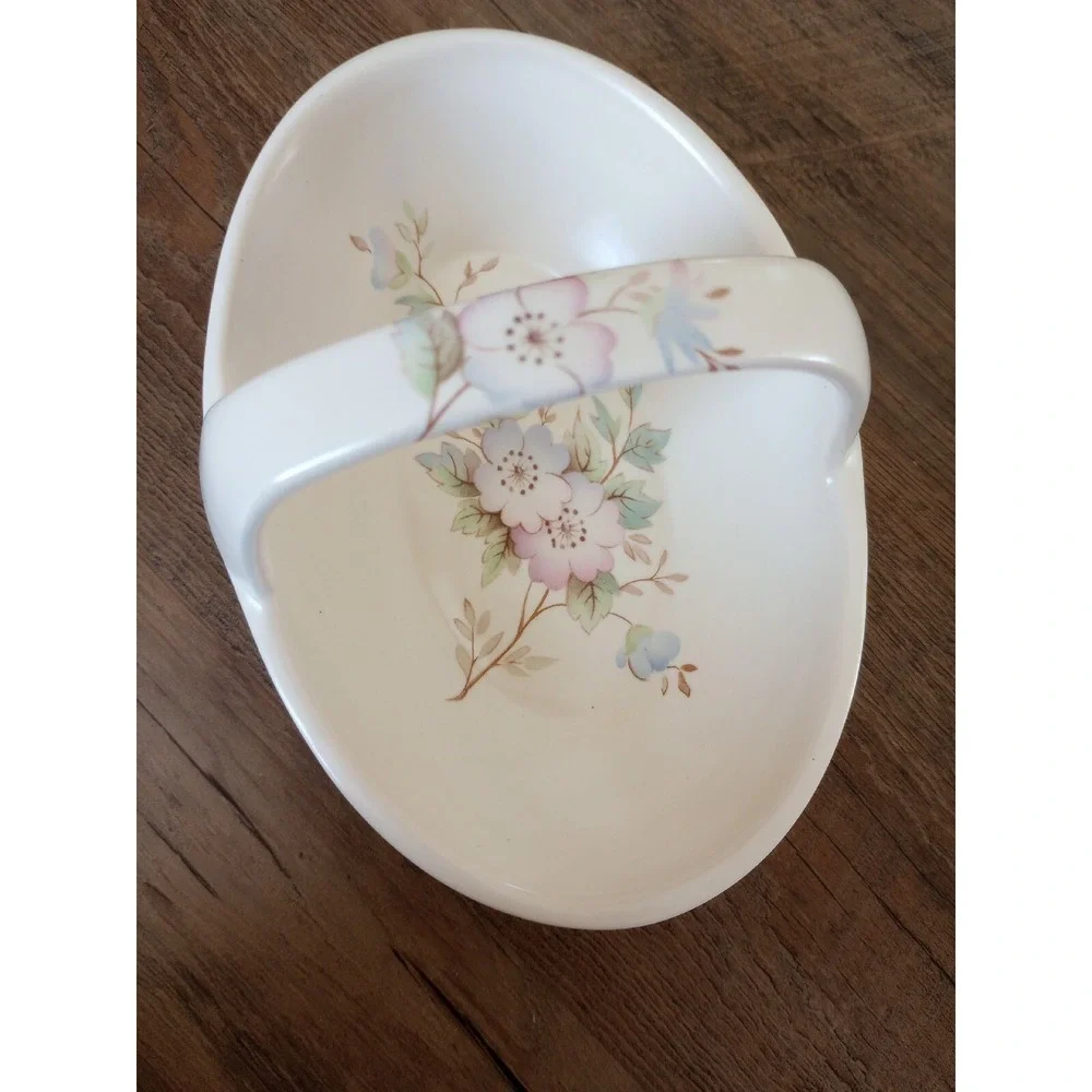 VTG Aldridge Pottery Co Floral Ceramic Basket/Soap Dish Made In England